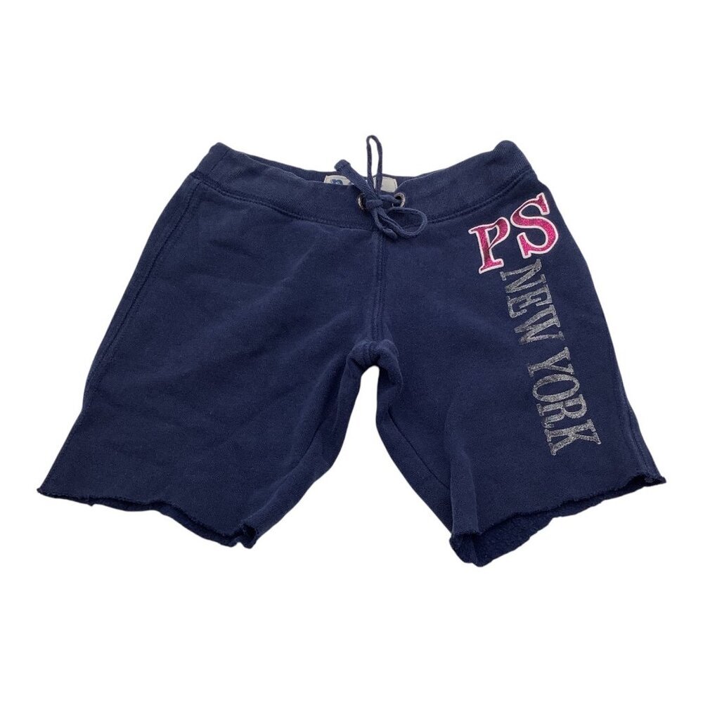 P.S From Aeropostale Sweat Shorts Girls Size 4 Navy Cotton Blend Blue Drawstring
